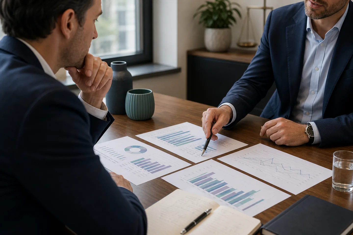 Discussion de conseil financier entre dirigeants